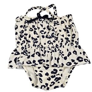 babyGap Leopard Print Swimsuit Baby Girls 6-12 Months Ruffle Peplum Beach